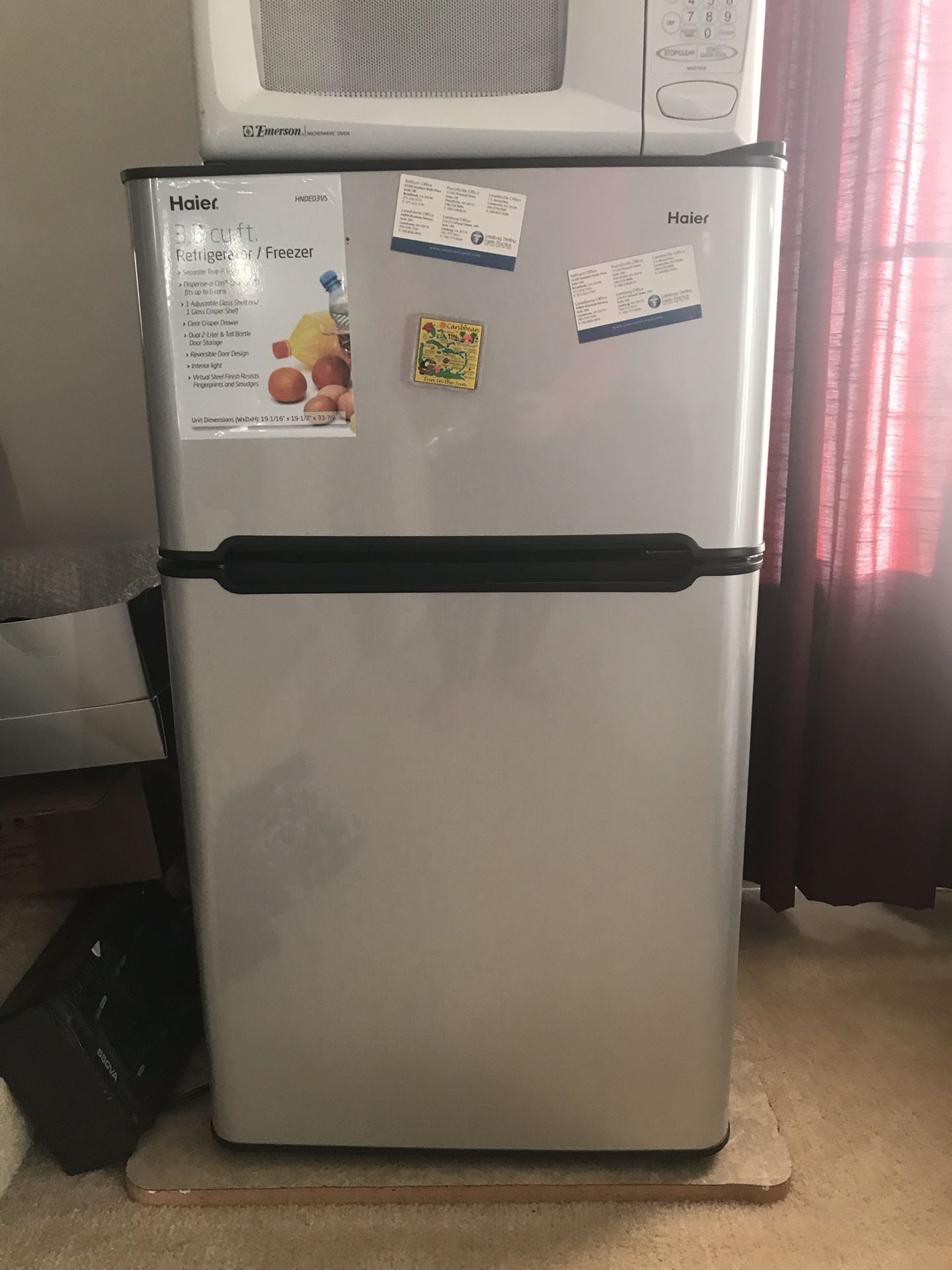 Small refrigerator for bedroom or living room with freezer and fridge