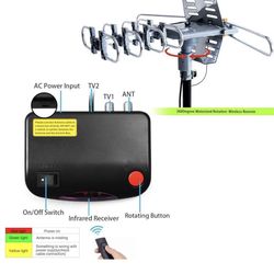 Amplified Outdoor TV Antenna – Long Range with UHF/VHF, 360° Motorized Rotation, Factory Sealed 