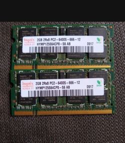 Laptop Ram: Hynix DDR2-800MHz 4GB kit of two sodimms
