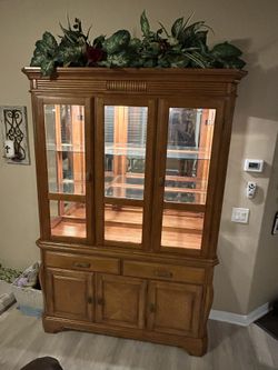 Lighted Hutch With Storage And Display Two Pieces
