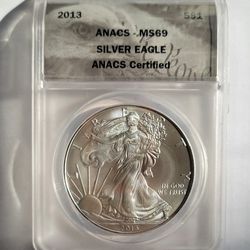 2013 Silver Eagle Dollar Graded MS69