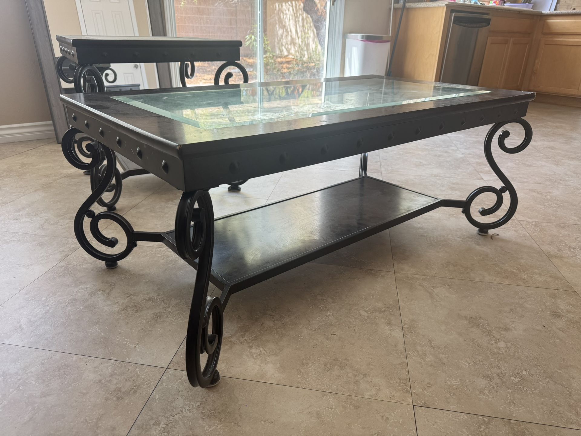 Heavy Duty Coffee Table And End Table Glass & Metal
