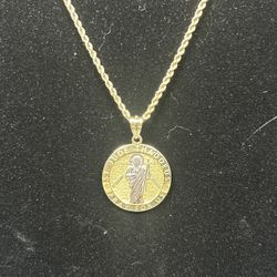 Solid 10K Gold Two Tone Jude Thaddeus Pendant