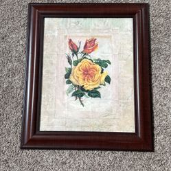 Framed Art Rose Painting 