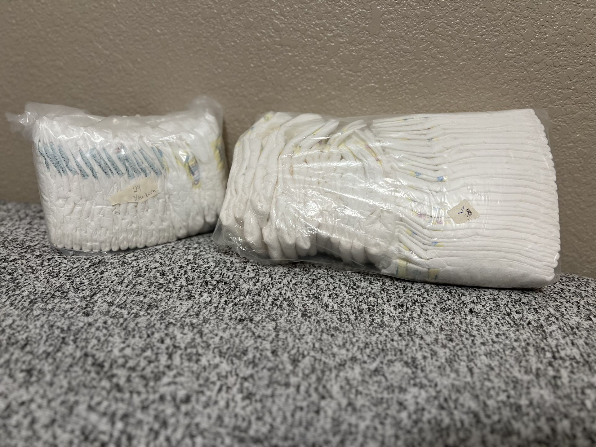 Size 1 (38 Count) & Newborn (24count) Diapers