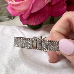 10.8 Carat 925 Sterling Silver Perlee Moissanite Diamond Bracelet Bangle