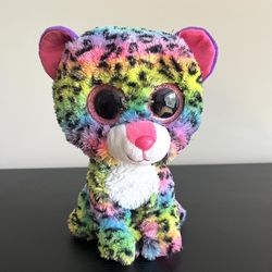 TY Beanie Boo Dotty Leopard Rainbow Multicolor TySilk Plush 9 Inch