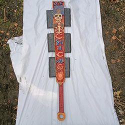 Ancient Aztec Macuahuitl, Chicago Bear. And Scorpion Other Side. Carve Out Of Thick Cedarwood