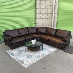 *Free Delivery* Brown Bernhardt Leather Sectional Couch Sofa