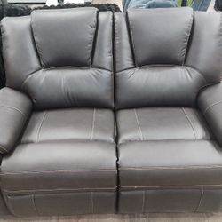 Brown Leather Loveseat 