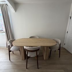 Modern Oval Dining Table + 4 Upholstered Chairs