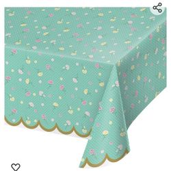 Creative Converting 2 Count Floral Tea Party Plastic Tablecloth | Mint Green Vintage 54 x 102 | Birthday Parties, Showers, Girls

