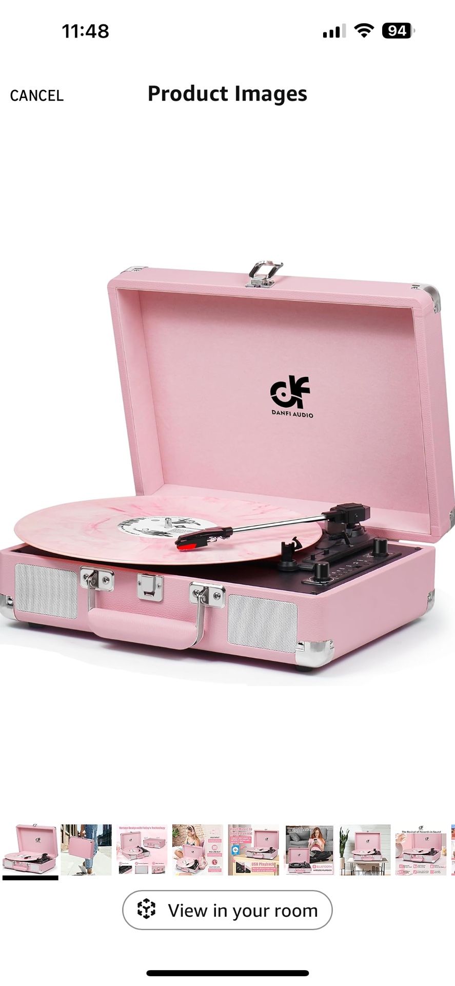 Vintage Pink Suitcase Record Player - 3-Speed Turntable with Bluetooth, USB Recording, MP3 Converter, Speakers, Stylus