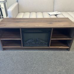 Fireplace TV Stand, for TVs up to 55', Walnut