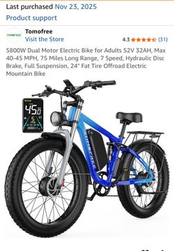 Like new E-Bike 5800watts 52v