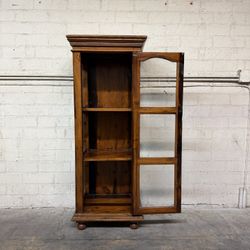 Delivery Is Available Vintage Rustic Solid Wood Glass Display Cabinet with Side Panels – Classic Style$390 OBO!