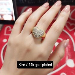 Heart Ring Size 7  14k Gold Plated