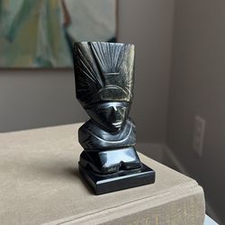Small Aztec Mayan Golden Sheen Obsidian Carving ( firm on price )
