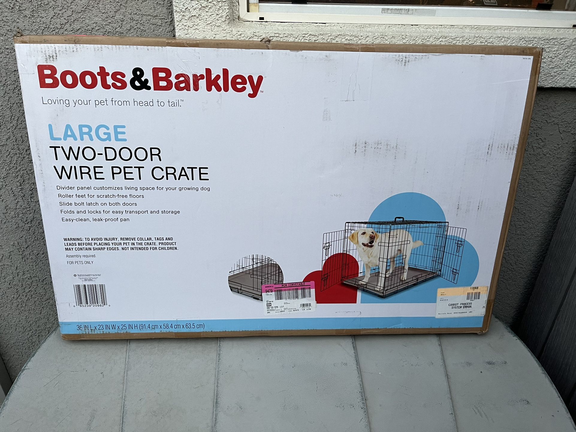 Wire Collapsible Dog Crate - Boots & Barkley Large