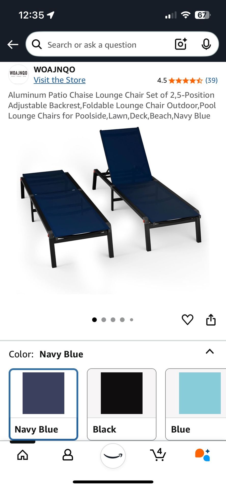 Pair Pool Blue Loungers
