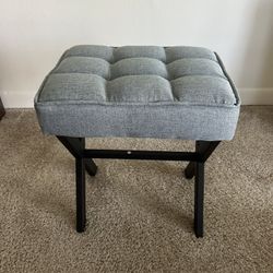 Blue Gray Make Up Stool Ottoman