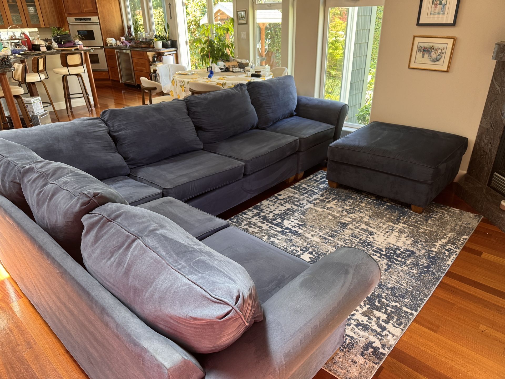 Large Sectional with Sleeper Sofa and Storage Ottoman
