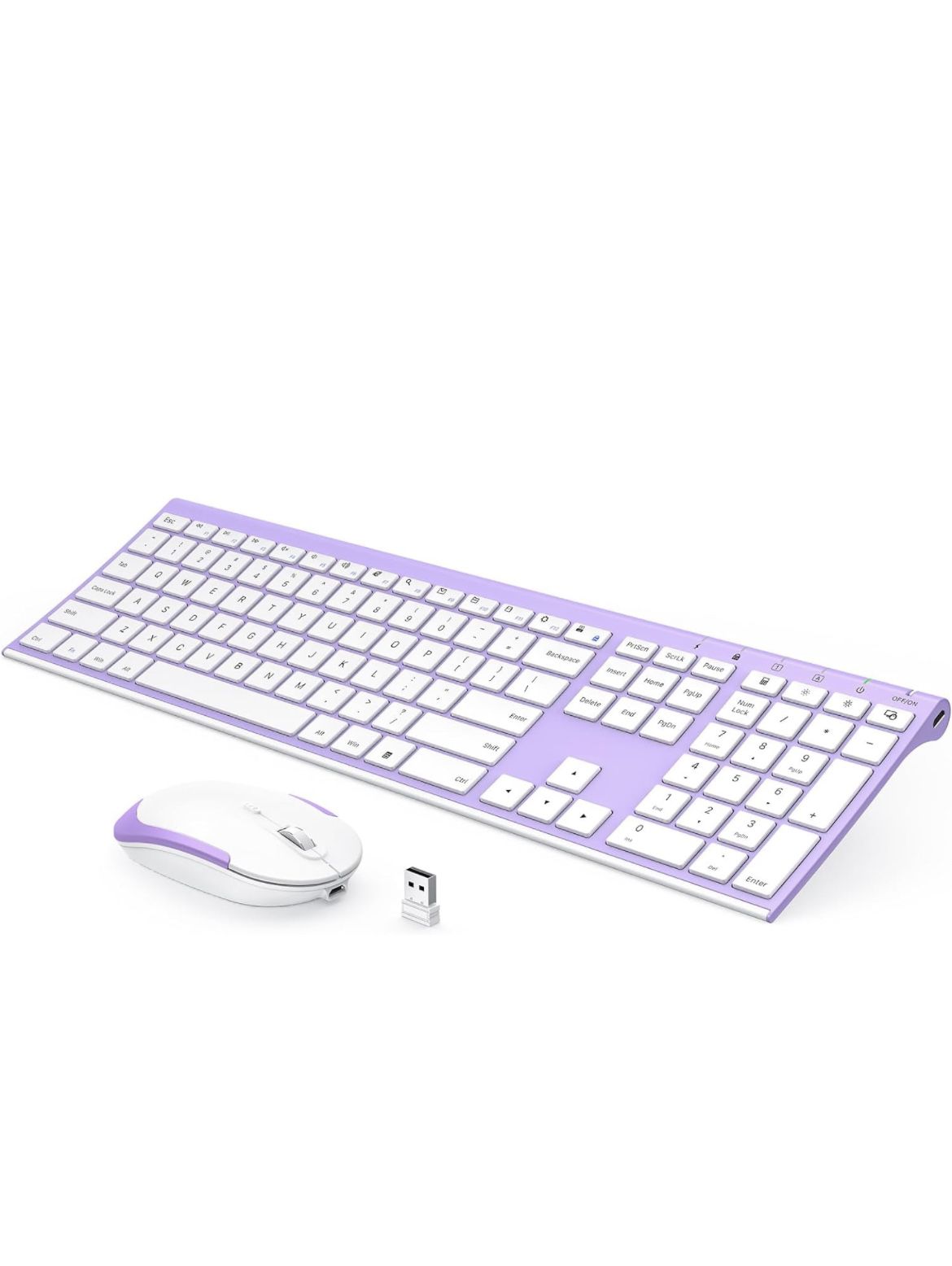 Wireless Keyboard and Mouse, Vssoplor 2.4GHz Rechargeable Compact Quiet Full-Size Keyboard and Mouse Combo with Nano USB Receiver for Windows, Laptop,