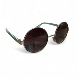  Polarized Teal Round Silver metal sunglasses with black lenses 70s 80s 90s style  #VintageVibes #RetroShades #glasses #summer #vtg 