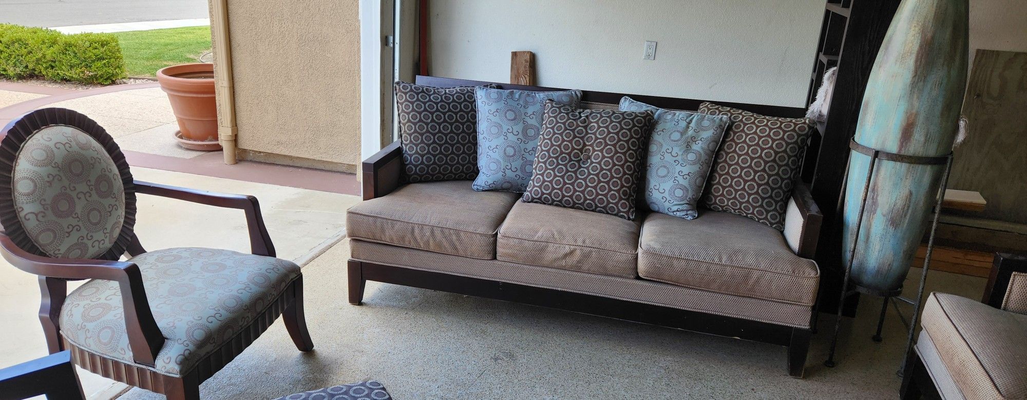 Set of 2 Couches And 1 Chair with Ottoman
