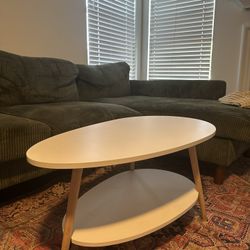 Maupvit Coffee Table-Oval Wood Table with Open Shelving for Storage and Display