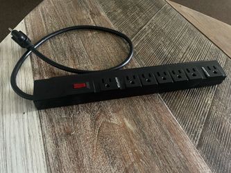 Black Power Strip with 6 Outlets