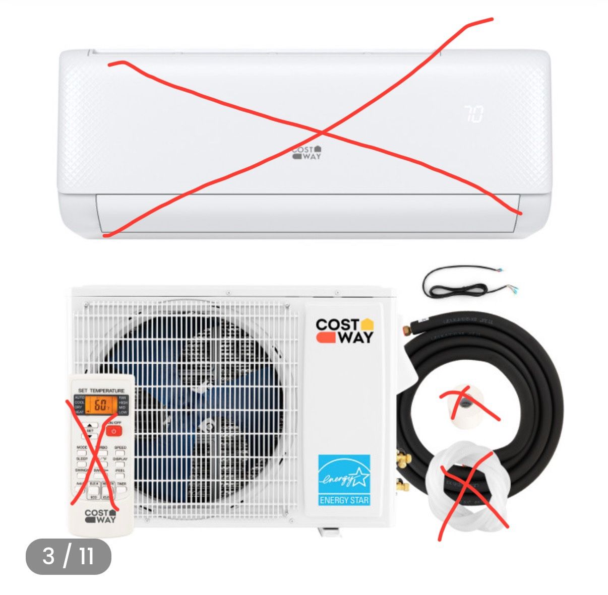 COSTWAY 18,000 BTU Mini Split Air Conditioner, Energy Star, with Heat Pump, 21 SEER2 Inverter Split AC Unit with 24H Timer, Remote Control for Rooms u