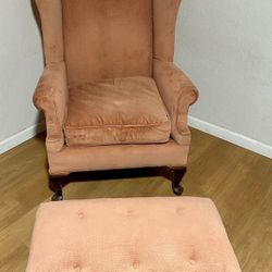 Nice Upholster Chair With Stool 