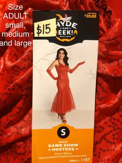 NEW Game Show Hostess Halloween Costume size ADULT SMALL, MEDIUM AND LARGE