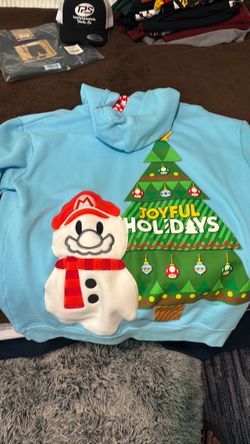 Super Mario Holiday Hoodie Joyful Holidays XL