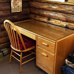 Desk & Matching Chair - Wood!! - Make An Offer!!