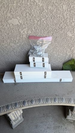 FREE 5 piece modern white floating shelves with mounting hardware