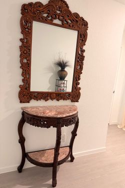 Cherry Solid Wood Mirror and Table