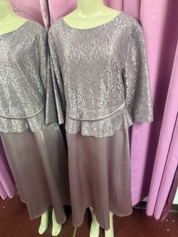 Mauve Lace Top Formal Midi Dress 2xl