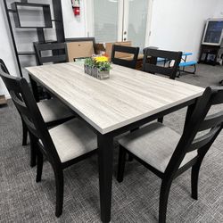 Black 7pc Dining Table Set