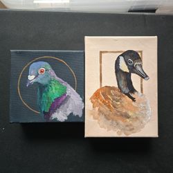 (Free) Goose And Pigeon Acrylic on Canvas Paintings
