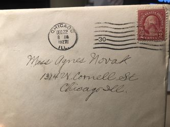 2 cents stamp 1927 with  Christmas card