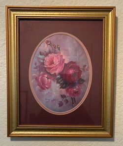 Signed Vintage Framed Floral Painting