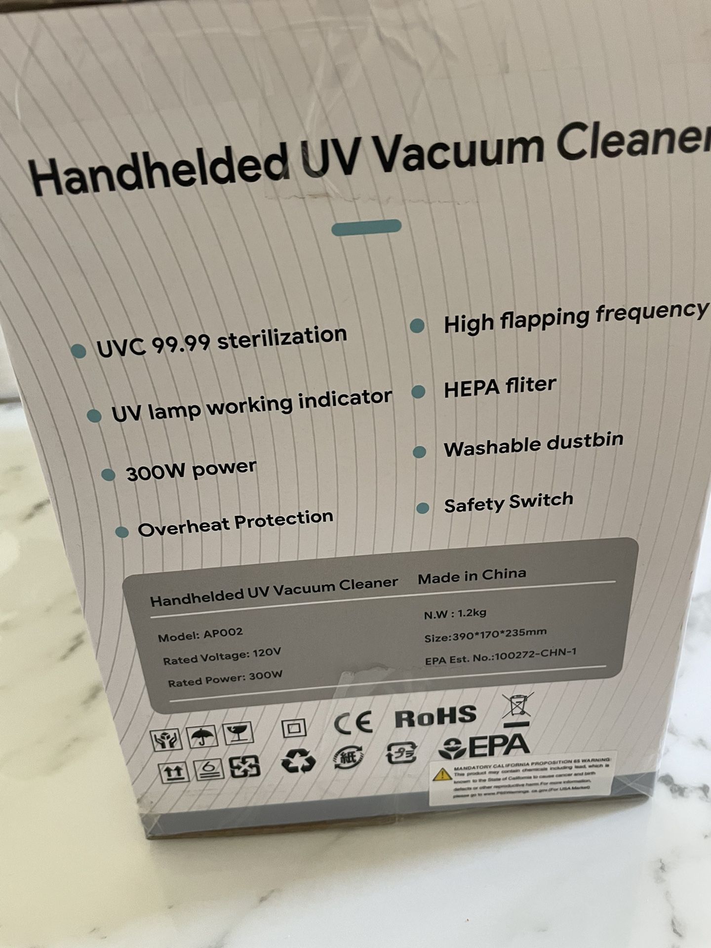 UV Handheld vacuum Cleaner With UV Lamp, HEPA Filter, UV Light 