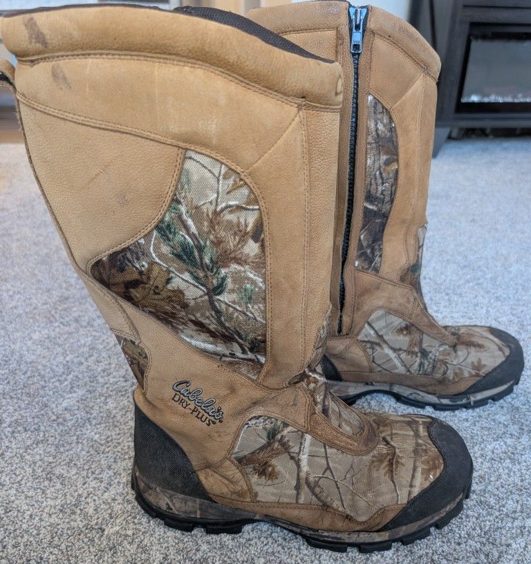 Cabelas Dry Plus Boots Mens 13W Thinsulate Ultra Insulation Camo Leather Hunting 81-3627