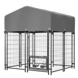 Outdoor Dog Kennel 4.23'x3.83'x4.83' with Roof, Heavy Duty Welded Wire Crate, All-Weather Protection & Safe Lock Design for Dogs and Pets  Item Code: 