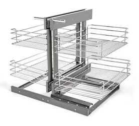 NewAge Products Home Cabinet Magic Corner 24.5” W x 19.7” H 1 Tier Under-shelf Metal Soft Close Pull-out Sliding Basket Kit