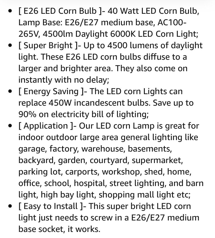 40W LED Corn Light Bulbs