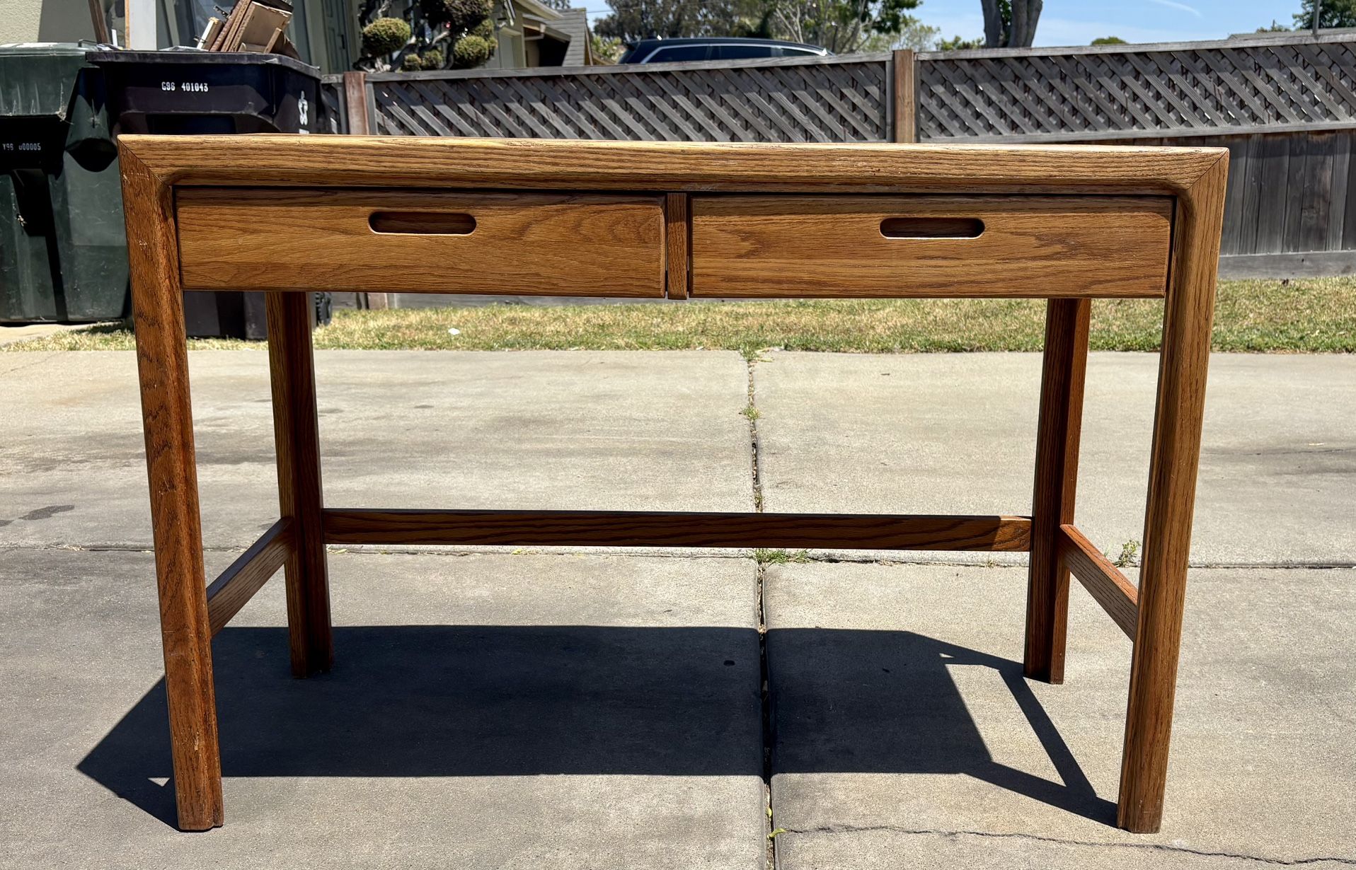 Oak Desk & Antique Wooden Bedframe W/Headboard & Footboard