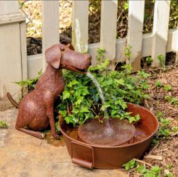 Metal Dog Garden Water Fountain